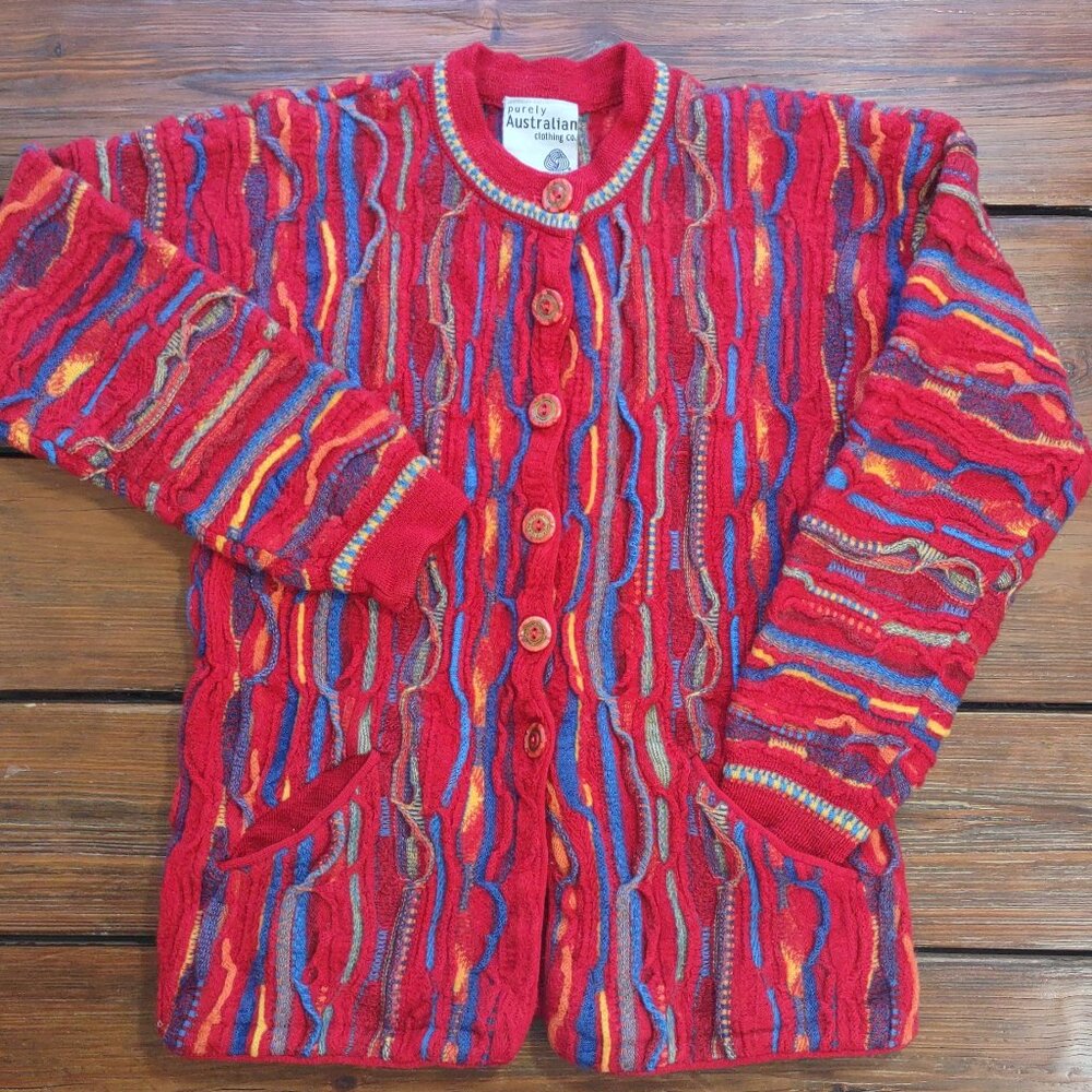 Vintage Purely Australian Clothing Co Cardigan Sweater 3D Geo Multicolor Size XS - Picture 6 of 9